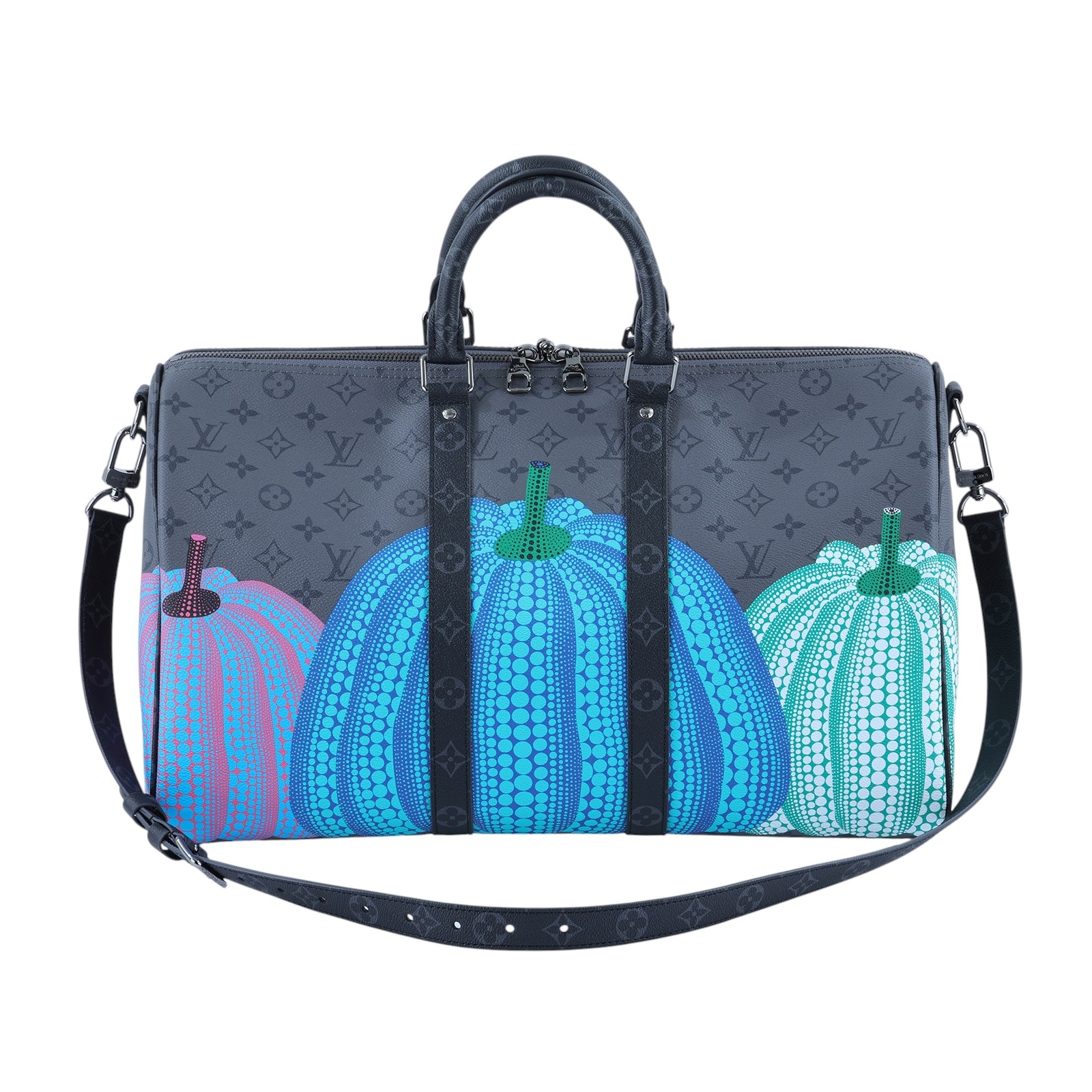 路易威登 LOUIS VUITTON LV x YK Keepall 45 草間彌生 南瓜 老花 手提 斜背 旅行袋 M46441 晶片款  防塵袋/背帶/ 鎖組/吊牌