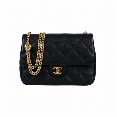 香奈兒 CHANEL Square CF 方胖 口蓋包 AS3921 B10277 晶片款 黑荔枝愛心調節練包 原廠盒子/防塵袋/國外購買證明