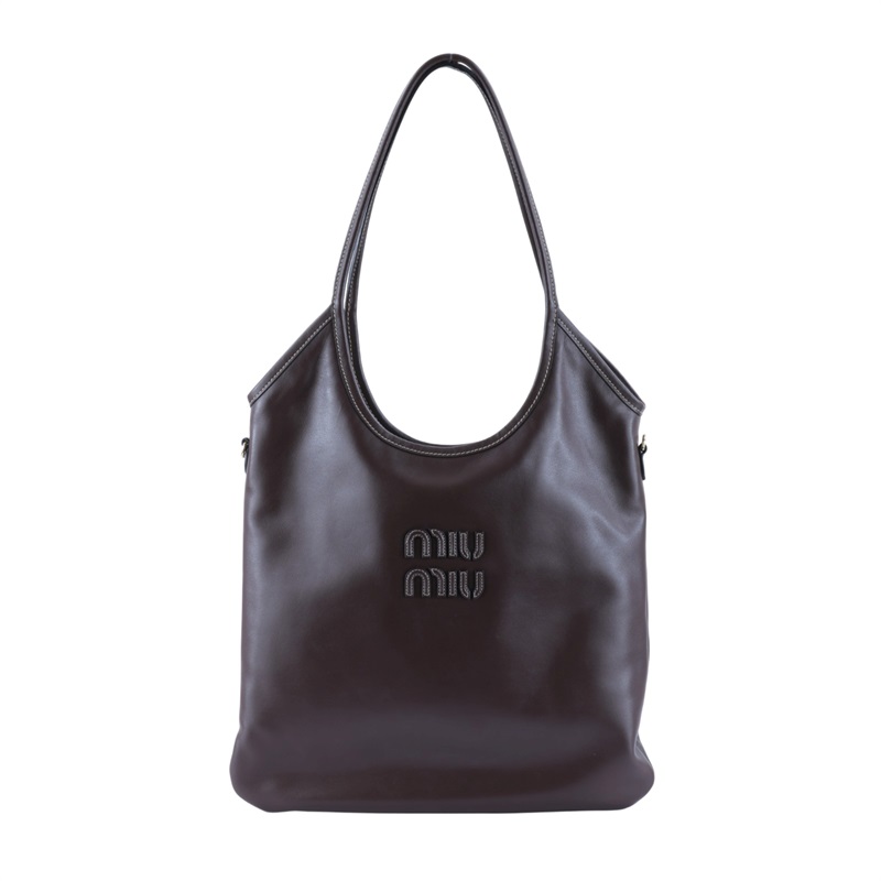 繆繆 MIU MIU Ivy 皮革手袋 標準 5BG231_ACRW 深咖IVY托特包 防塵袋