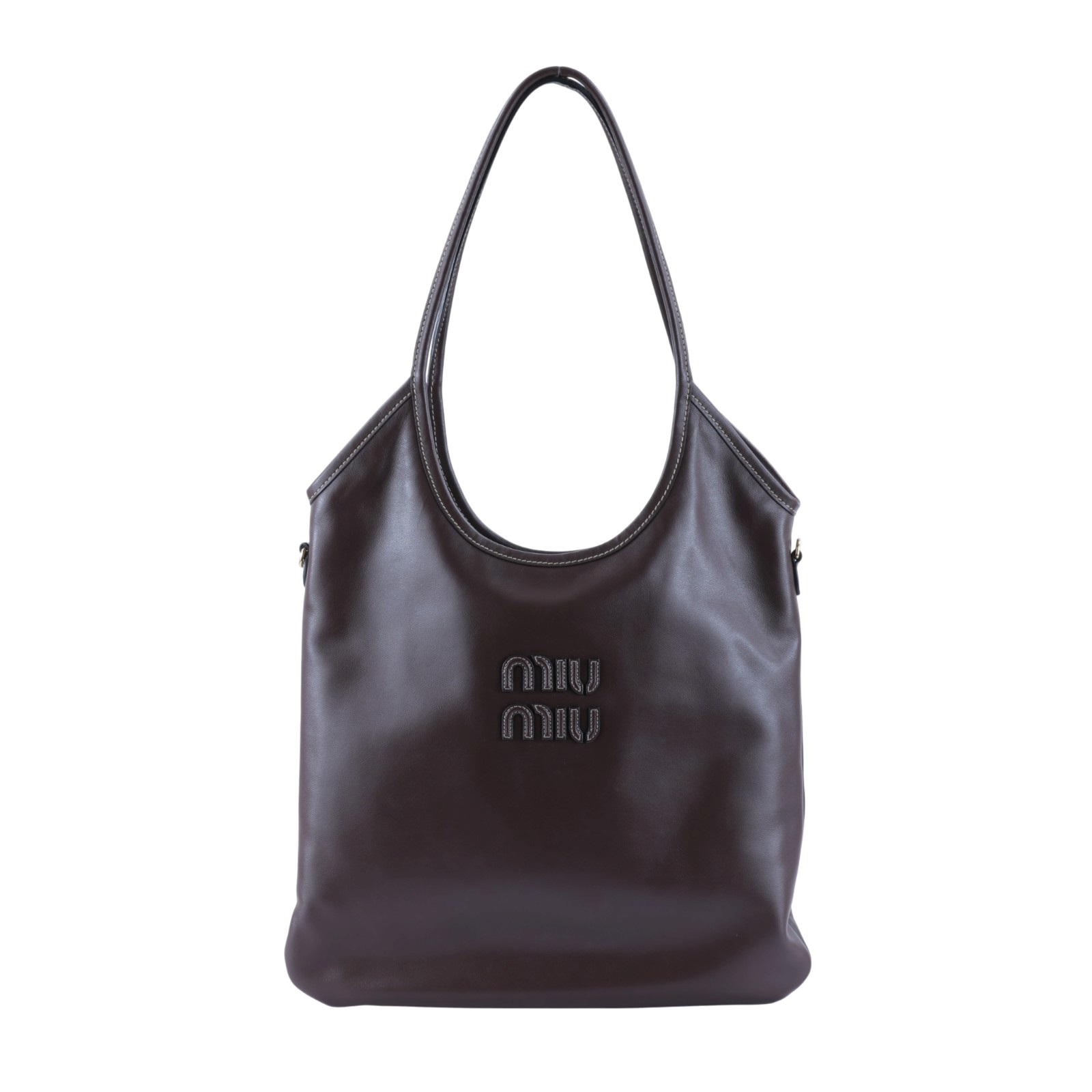 繆繆 MIU MIU Ivy 皮革手袋 標準 5BG231_ACRW 深咖IVY托特包 防塵袋