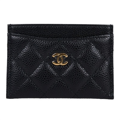 香奈兒 CHANEL CC LOGO 經典卡片夾 AP0213 晶片款 黑荔枝卡夾 防塵袋/原廠盒子