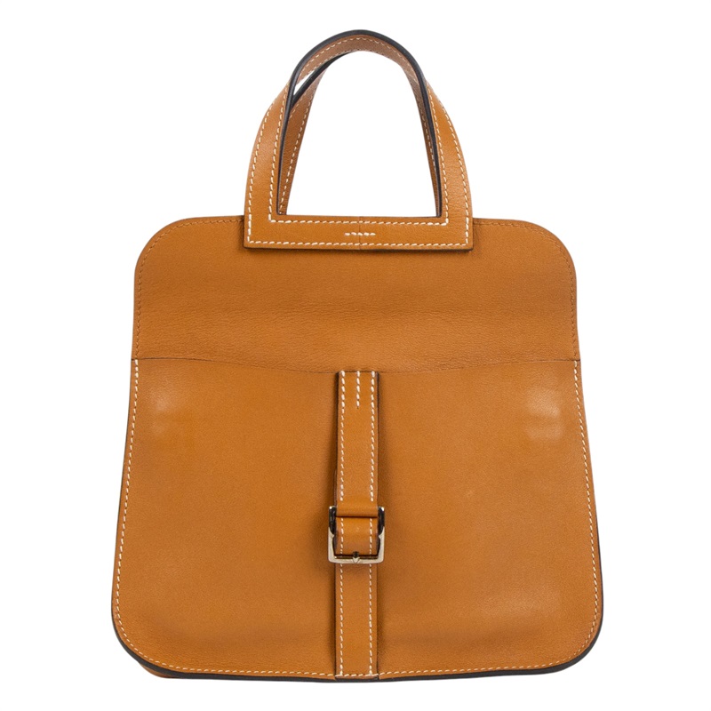 愛馬仕 Hermes Halzan Mini 手提 肩背 斜背包 銀色五金 太妃糖色 H069523CKAU /TOFFEE/SWIFT  原廠盒子/國外購買證明