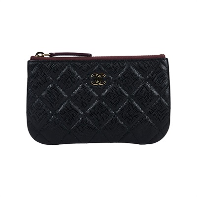 香奈兒 CHANEL 經典 拉鍊 隨身包 小型 AP4020 晶片款 黑金荔枝一字拉 原廠盒子/防塵袋