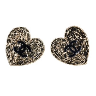 香奈兒 CHANEL CC 耳環 B24/P 金愛心耳環 原廠盒子