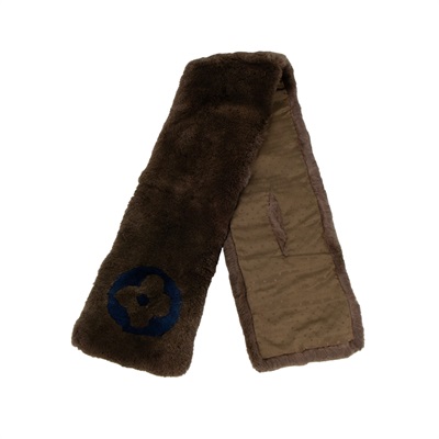 路易威登 LOUIS VUITTON Echarpe Bystamp Rex 披肩 圍巾 M75757 深咖兔毛圍巾 防塵袋