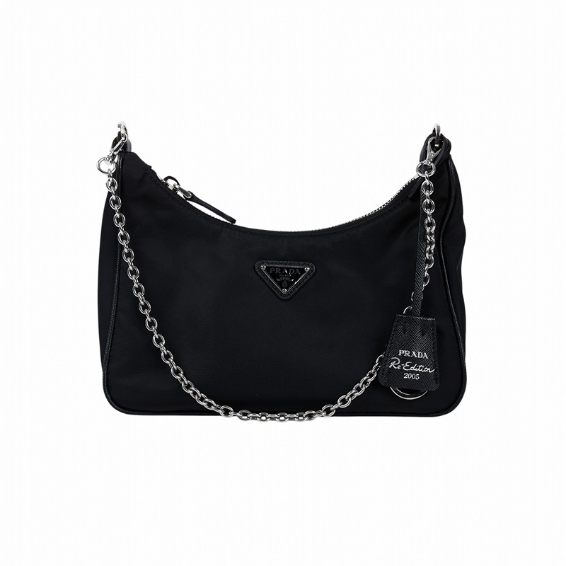 普拉達 PRADA Re-Edition 2005 Re-Nylon 手袋 1BH204_R064 黑銀三合一尼龍肩背包 無附屬品