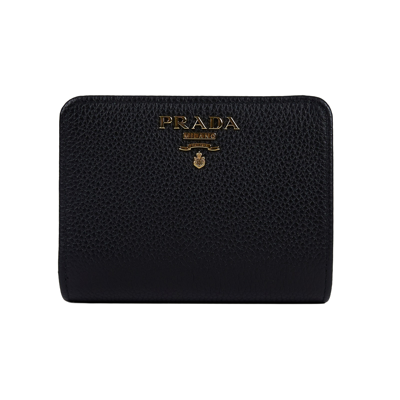 普拉達 PRADA 皮革 錢包 短夾 1ML018_2E3A 黑色中夾 原廠盒子/保證卡/購買證明