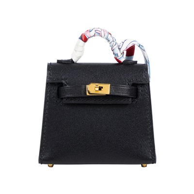 愛馬仕 Hermes Kelly Twilly 超迷你型 凱莉包吊飾 H079066 Y刻 黑金KELLY吊飾 原廠盒子/防塵袋