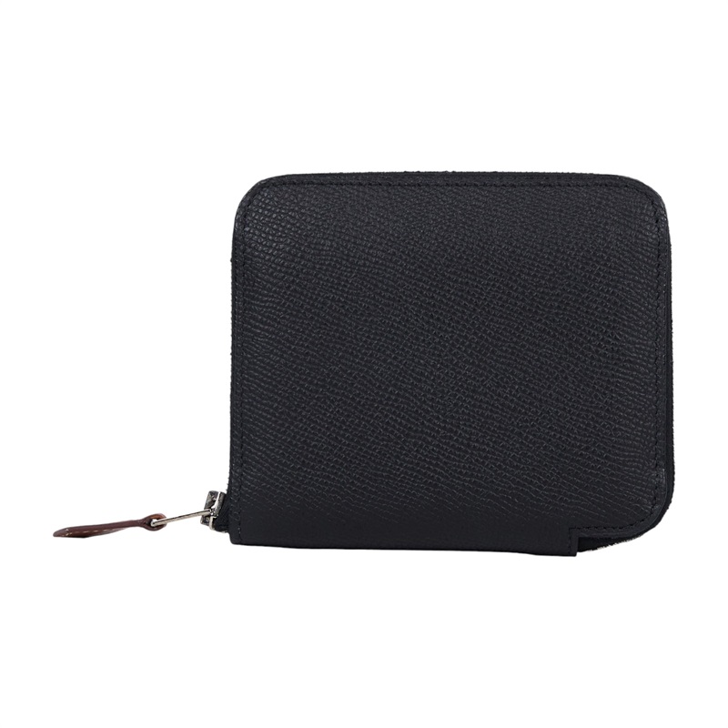 愛馬仕 Hermes SilkIn 拉鍊 絲巾 短夾 錢包 SILK W MZ 011  MS W刻黑絲巾短夾 原廠盒子/防塵袋