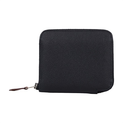 愛馬仕 Hermes SilkIn 拉鍊 絲巾 短夾 錢包 SILK W MZ 011  MS W刻黑絲巾短夾 原廠盒子/防塵袋