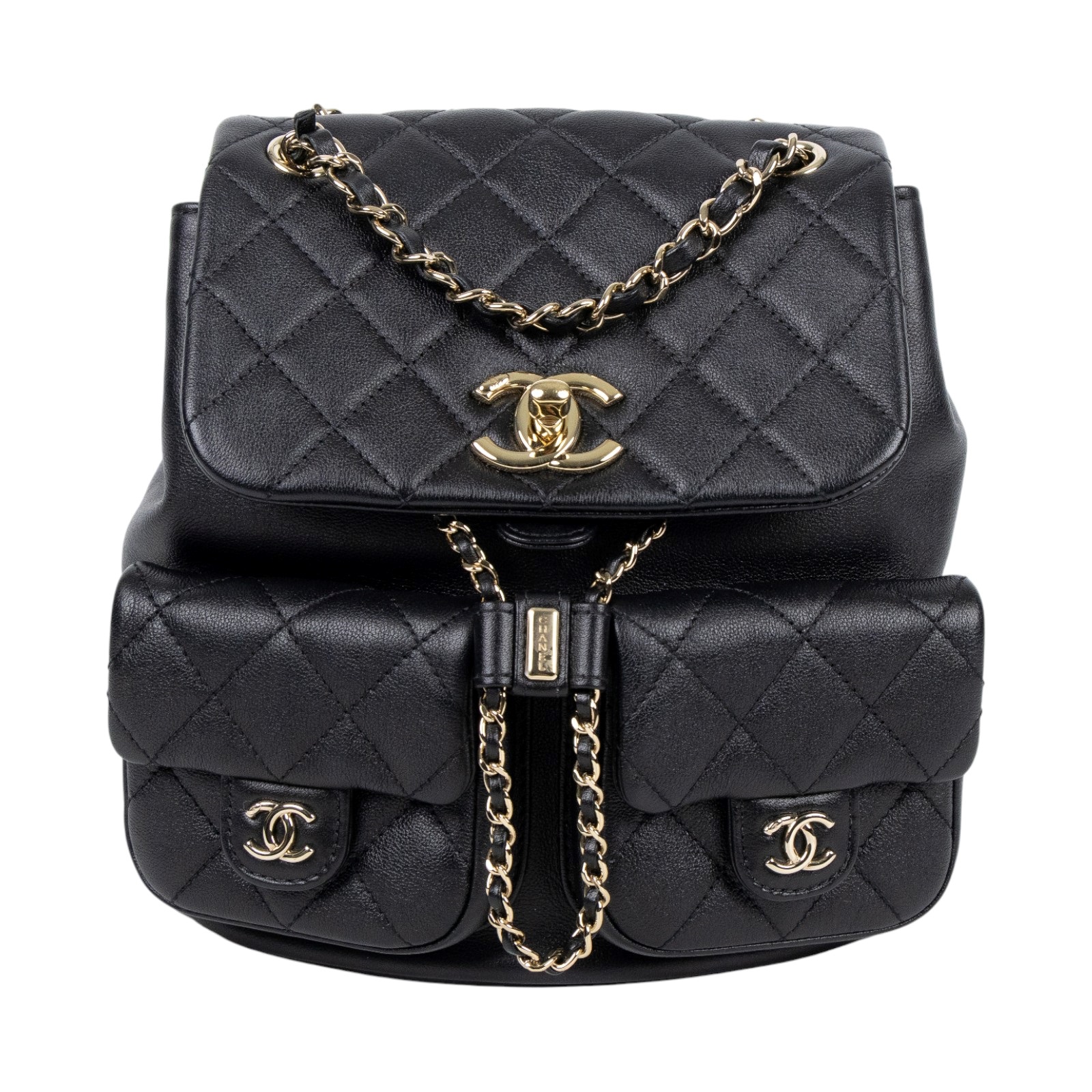 香奈兒 CHANEL Duma 經典 CC Logo 菱格紋 雙肩 後背包 AS3860 B13026 晶片款 黑DUMA後背包 原廠盒子/防塵袋/購買證明