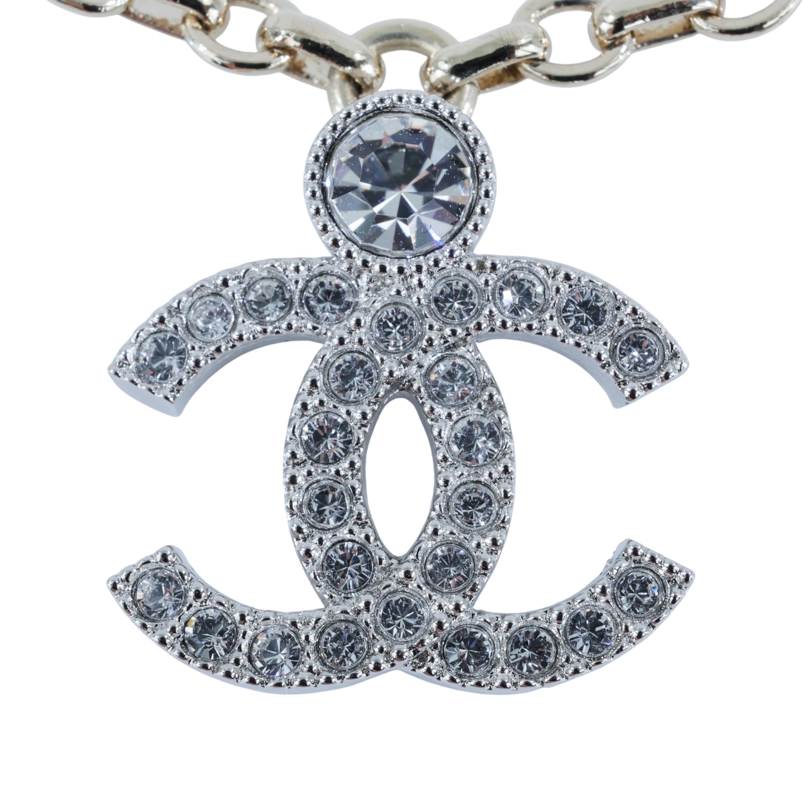 香奈兒 CHANEL CC LOGO 項鍊 I25 V 雙C水鑽項鍊 原廠盒子/內襯