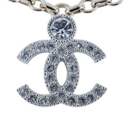 香奈兒 CHANEL CC LOGO 項鍊 I25 V 雙C水鑽項鍊 原廠盒子/內襯