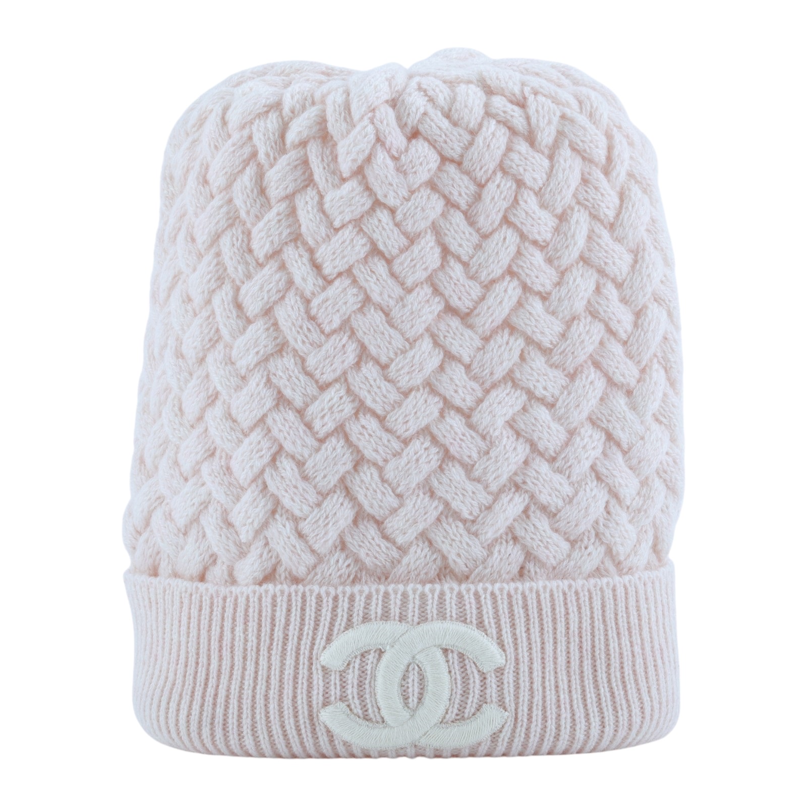 香奈兒 CHANEL CC LOGO 針織 毛帽 帽子  粉雙C毛帽 無附屬品