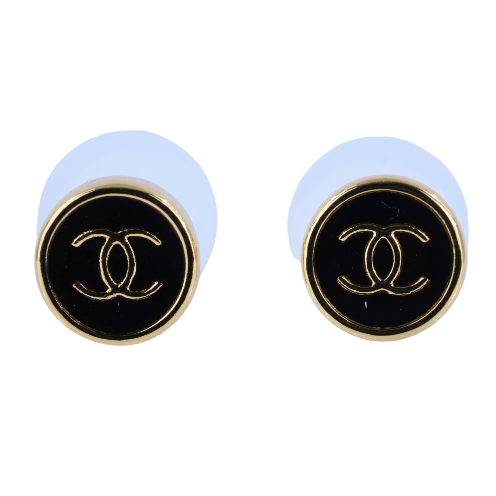 香奈兒 CHANEL CC LOGO 耳環 耳釘 1176760218573F25 K 黑圓小雙C耳環 無附屬品