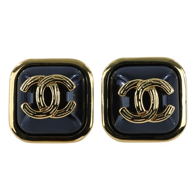 香奈兒 CHANEL CC LOGO 耳環 耳釘 B21 K 方框雙C耳環 無附屬品