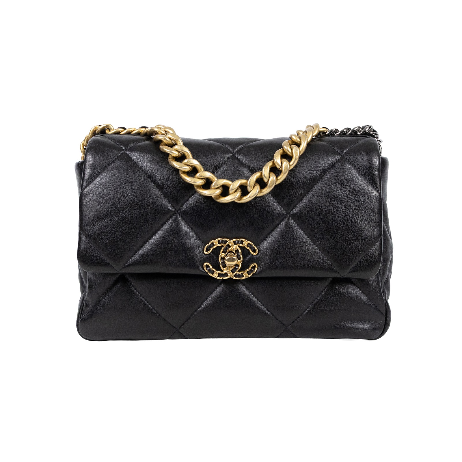 香奈兒 CHANEL 19 大型口蓋包 AS1161 30開 黑金19包 30CM 原廠盒子/防塵袋