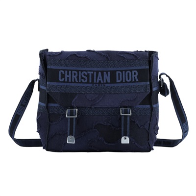 迪奧 CHRISTIAN DIOR Diorcamp 大型 肩背 郵差包 M1291VWAH 藍迷彩CAMP 無附屬品