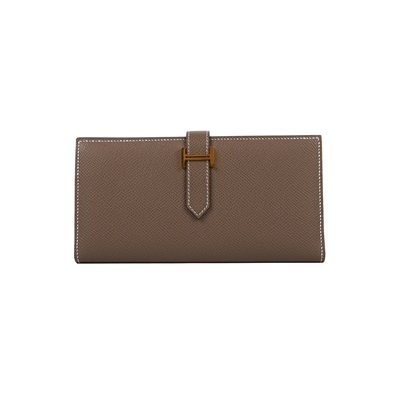 愛馬仕 Hermes Bearn Soufflet 長夾 金色五金 大象灰 H039785CC18 K  SN 004 FQ  原廠盒子/購買證明影本