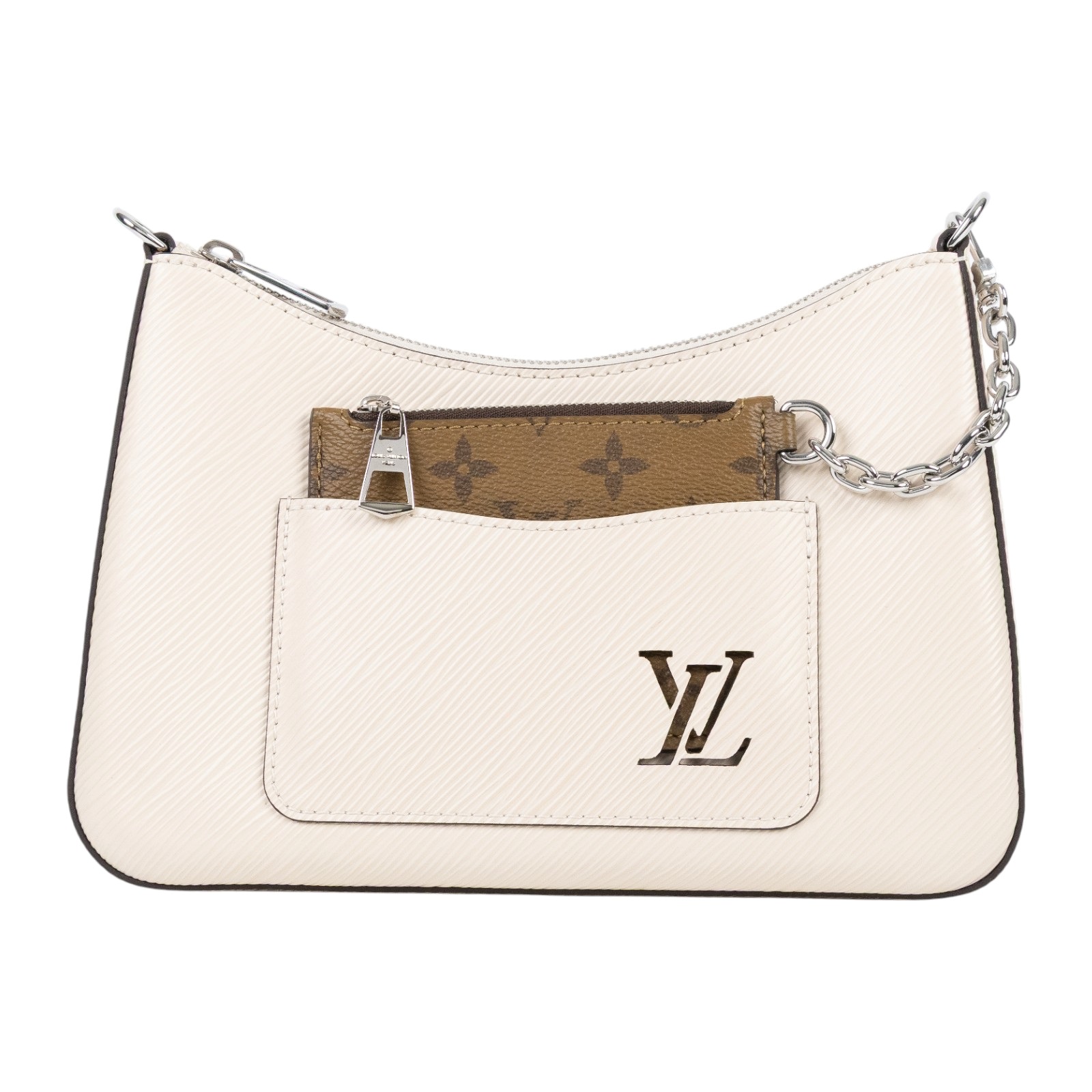 路易威登 LOUIS VUITTON Marelle 肩背包 粒面Epi皮革 石英白色 M80688 晶片款  原廠盒子/防塵袋/背帶