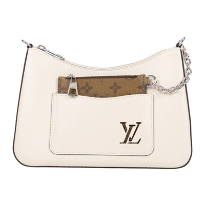 路易威登 LOUIS VUITTON Marelle 肩背包 粒面Epi皮革 石英白色 M80688 晶片款  原廠盒子/防塵袋/背帶