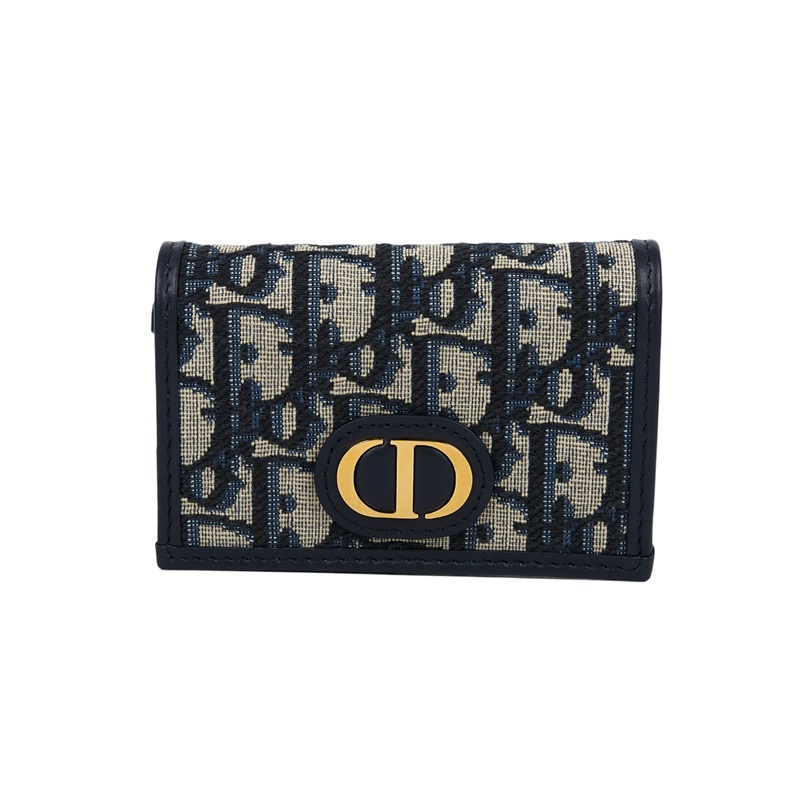 迪奧 CHRISTIAN DIOR 30 Montaigne 錢包 卡片夾 S2300UTZQ 藍緹花MONTAIGNE 30 GLYCINE零錢包 防塵袋