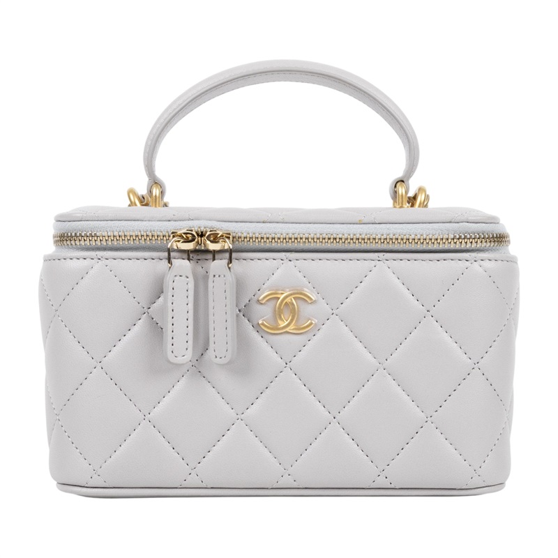 香奈兒 CHANEL Vanity Case 化妝箱 AP2199 31開淺灰羊VANITY CASE化妝包 防塵袋/保證卡
