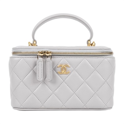 香奈兒 CHANEL Vanity Case 化妝箱 AP2199 31開淺灰羊VANITY CASE化妝包 防塵袋/保證卡