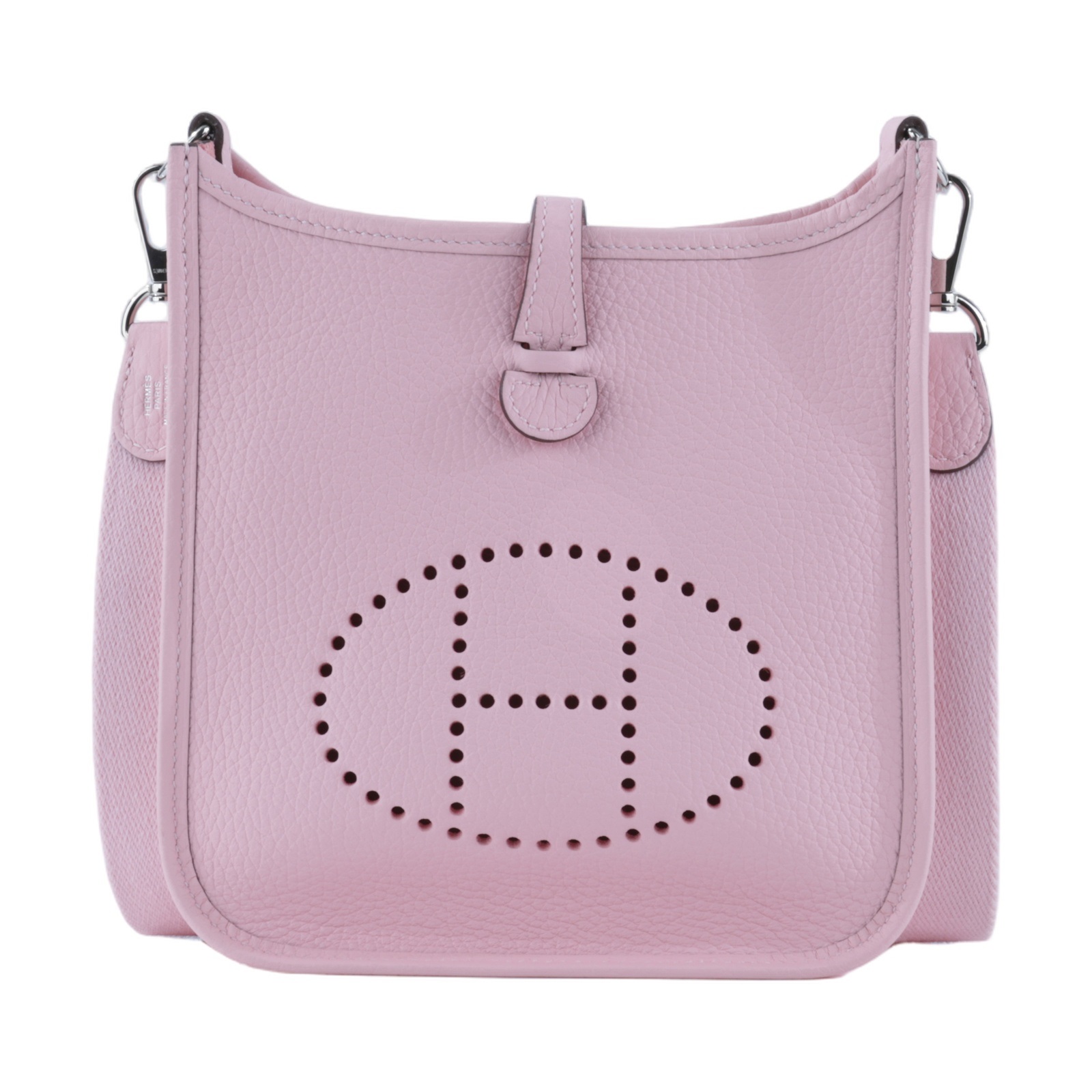 愛馬仕 Hermes Evelyne Bag Mini 伊芙琳包 Evelyne 16 櫻花粉色 銀色五金 H085945CK3Q /KMN006KD  原廠盒子/防塵袋