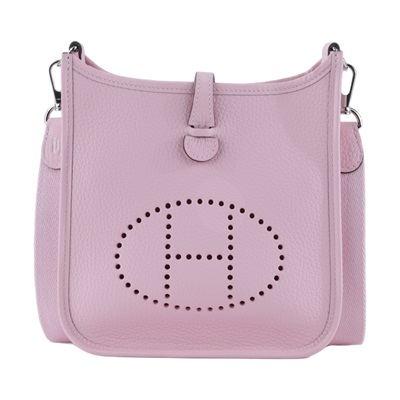 愛馬仕 Hermes Evelyne Bag Mini 伊芙琳包 Evelyne 16 櫻花粉色 銀色五金 H085945CK3Q /KMN006KD  原廠盒子/防塵袋