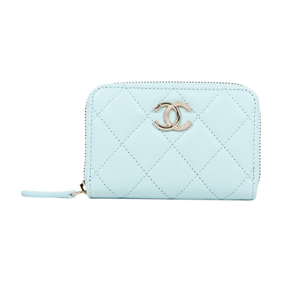 香奈兒 CHANEL 經典 拉鏈 零錢包 錢包 卡夾  晶片款 薄荷綠雙C零錢包 原廠盒子/防塵袋