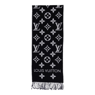 路易威登 LOUIS VUITTON LV Essential 圍巾 黑色 M77853 黑灰ESSENTIAL雙面圍巾 無附屬品