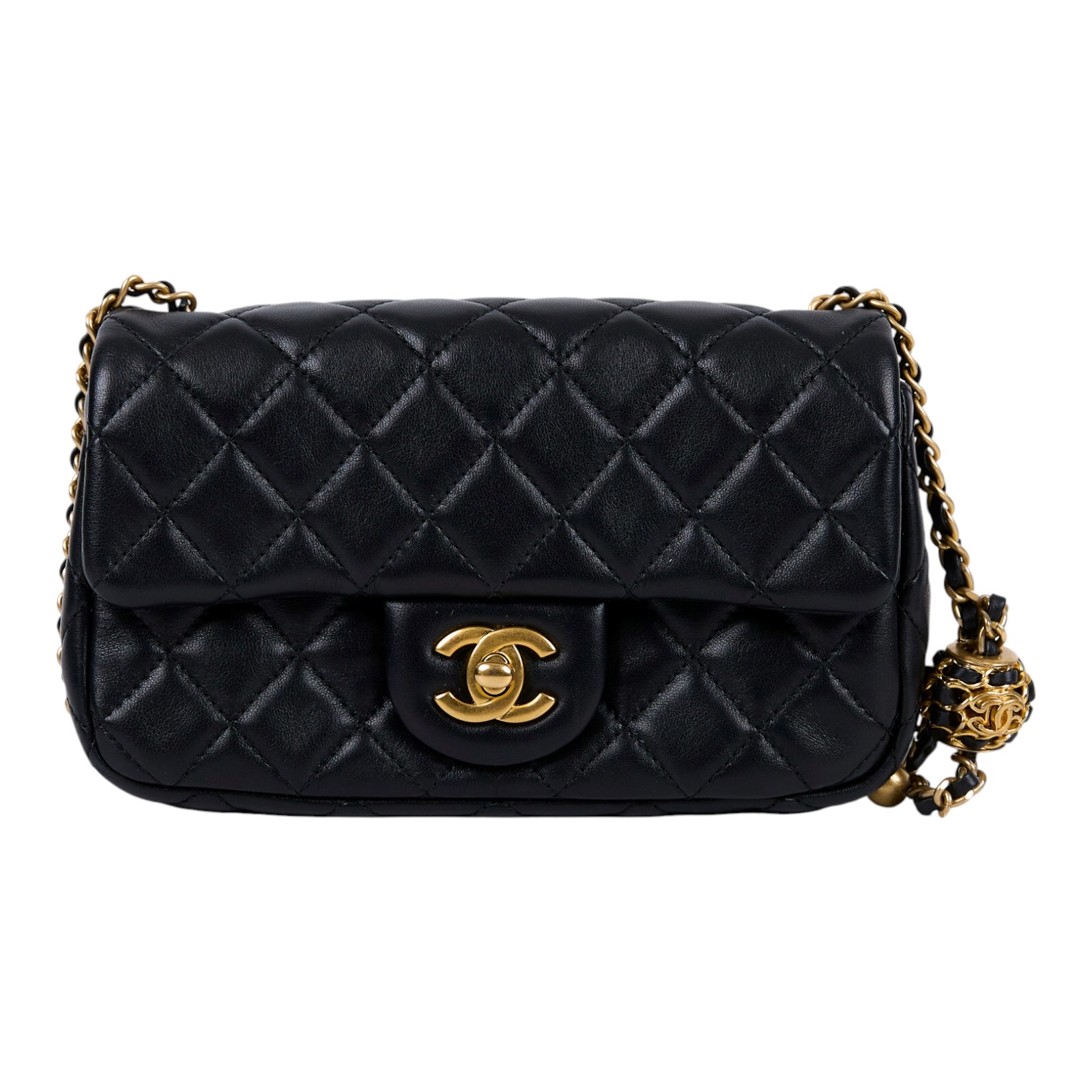 香奈兒 CHANEL 金球款 經典迷你口蓋包 AS1787 B08034 晶片款 黑核桃金球COCO20 原廠盒子/防塵袋/購買證明