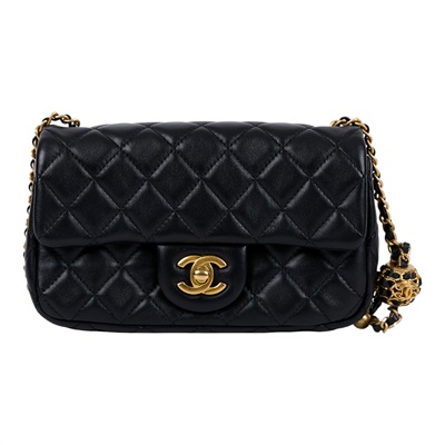 香奈兒 CHANEL 金球款 經典迷你口蓋包 AS1787 B08034 晶片款 黑核桃金球COCO20 原廠盒子/防塵袋/購買證明