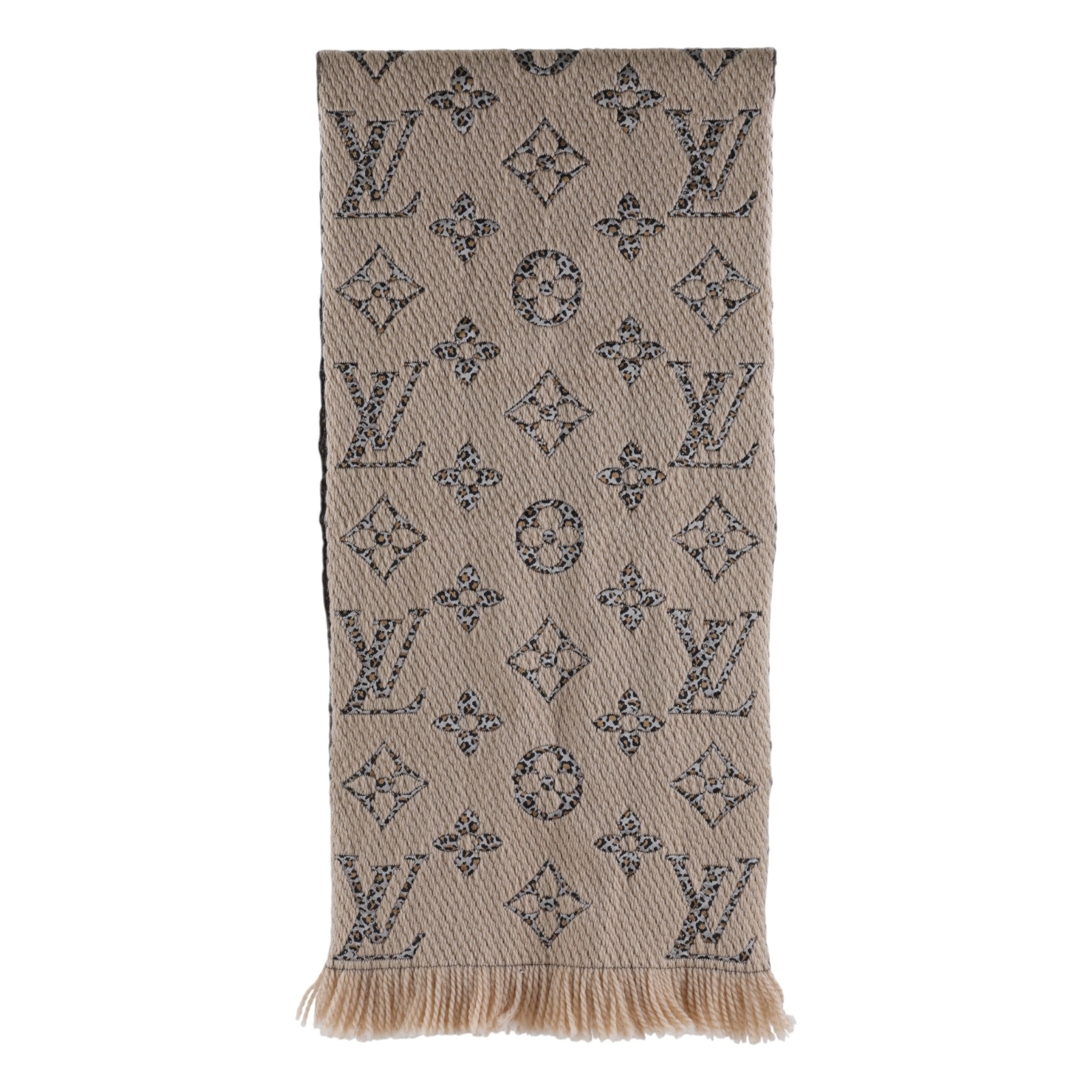 路易威登 LOUIS VUITTON Giant Monogram Jungle 圍巾 M75884 淺棕雙面豹紋圍巾 原廠盒子/購買證明