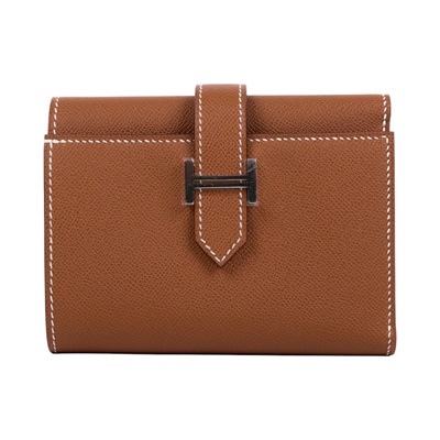 愛馬仕 Hermes Portefeuille Bearn Combine 三折短夾 銀色五金 金棕色 H084830CK37 /W AI 011 DW  原廠盒子