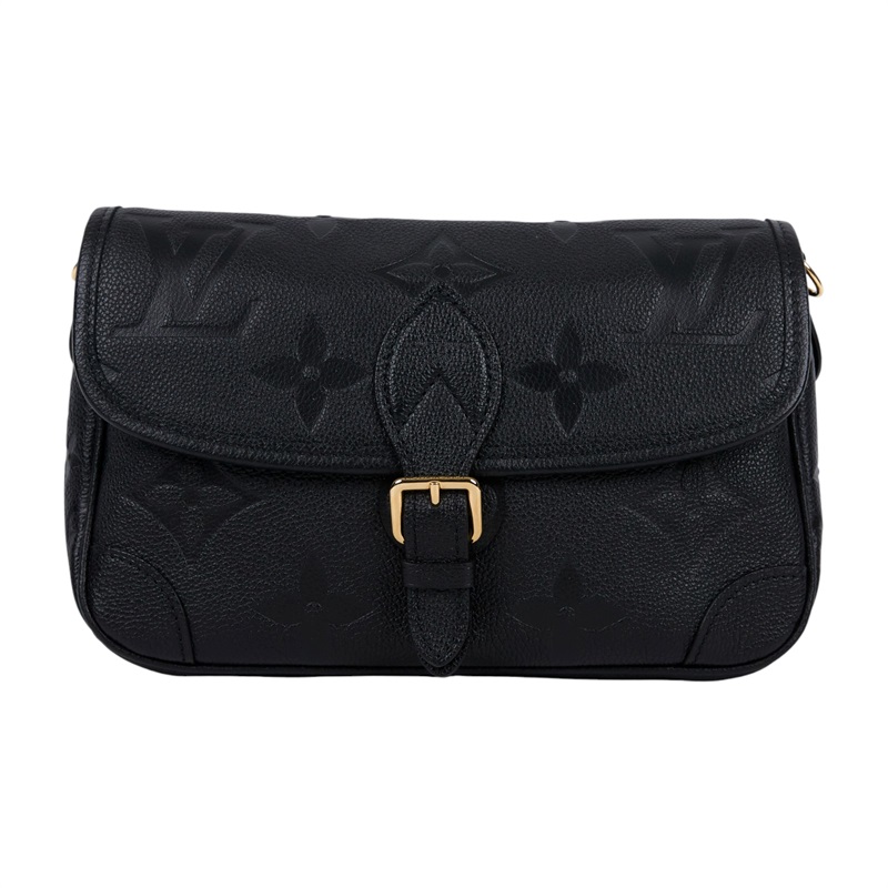 路易威登 LOUIS VUITTON Diane 腋下包法棍 單肩背包 黑色 M46386 晶片款 黑大原花壓紋DIANE 防塵袋