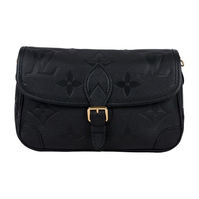 路易威登 LOUIS VUITTON Diane 腋下包法棍 單肩背包 黑色 M46386 晶片款 黑大原花壓紋DIANE 防塵袋