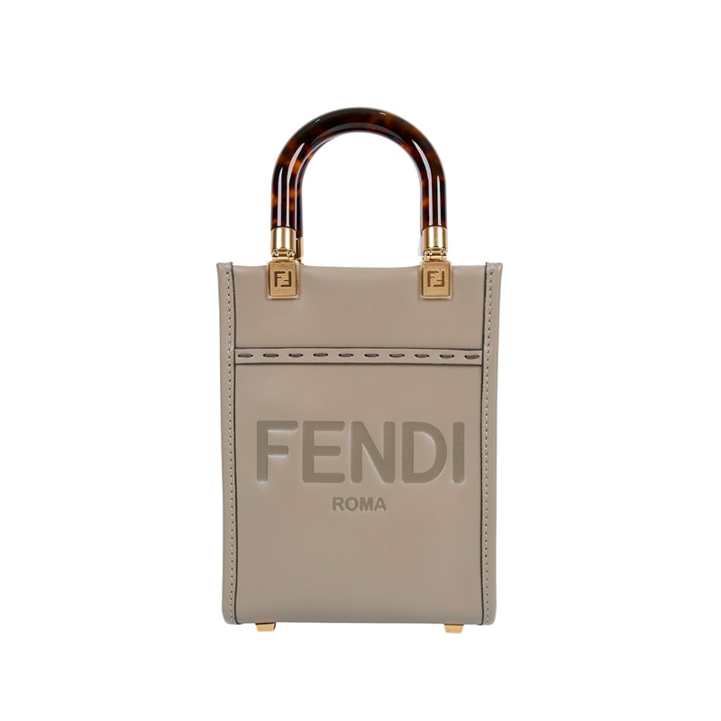 芬迪 FENDI Sunshine 迷你 手提包 皮革 迷你 包款 8BS051ABVL 灰色SUNSHINE MINI 無附屬品