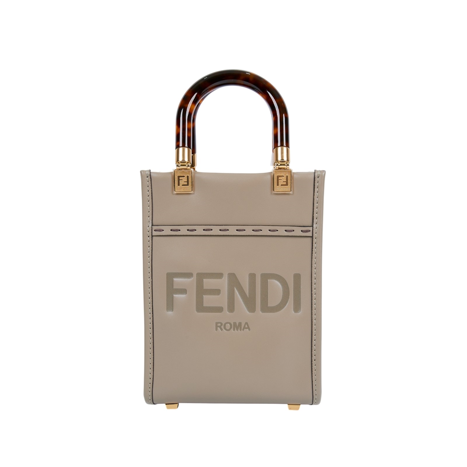 芬迪 FENDI Sunshine 迷你 手提包 皮革 迷你 包款 8BS051ABVL 灰色SUNSHINE MINI 無附屬品