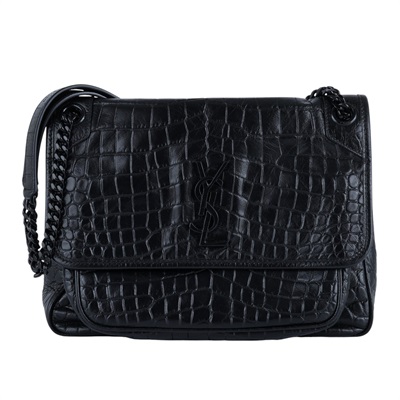 聖羅蘭 YSL SAINT LAURENT Niki 壓紋皮革 中型手袋 肩背包 斜背包 633150 黑鱷魚皮壓紋NIKI中號 防塵袋