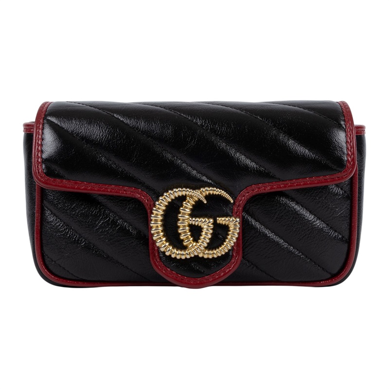 古馳 GUCCI GG Marmont 絎縫 斜背包 肩背包 手拿包 574969 0OLFX 黑MARMONT MINI 原廠盒子/防塵袋