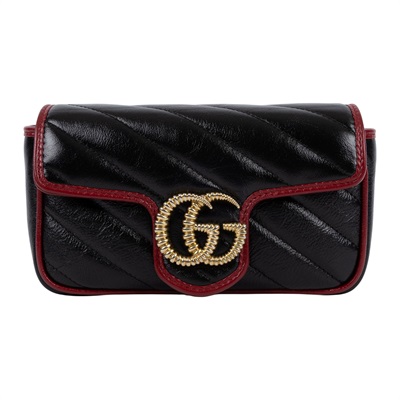 古馳 GUCCI GG Marmont 絎縫 斜背包 肩背包 手拿包 574969 0OLFX 黑MARMONT MINI 原廠盒子/防塵袋