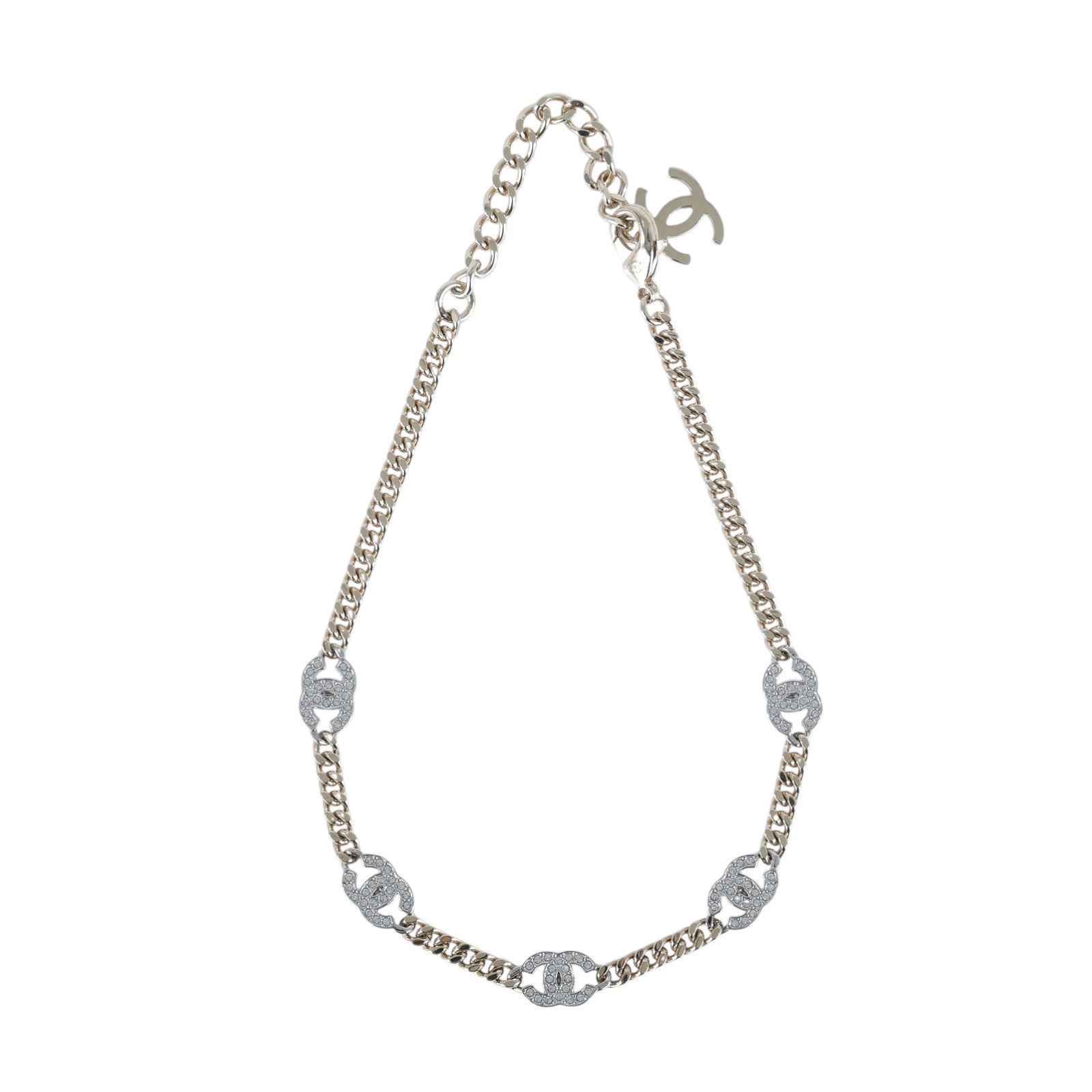 香奈兒 CHANEL CC LOGO 項鍊 頸鍊 鎖骨鍊 AB6444B21 A 水鑽5P LOGO頸鍊 無附屬品