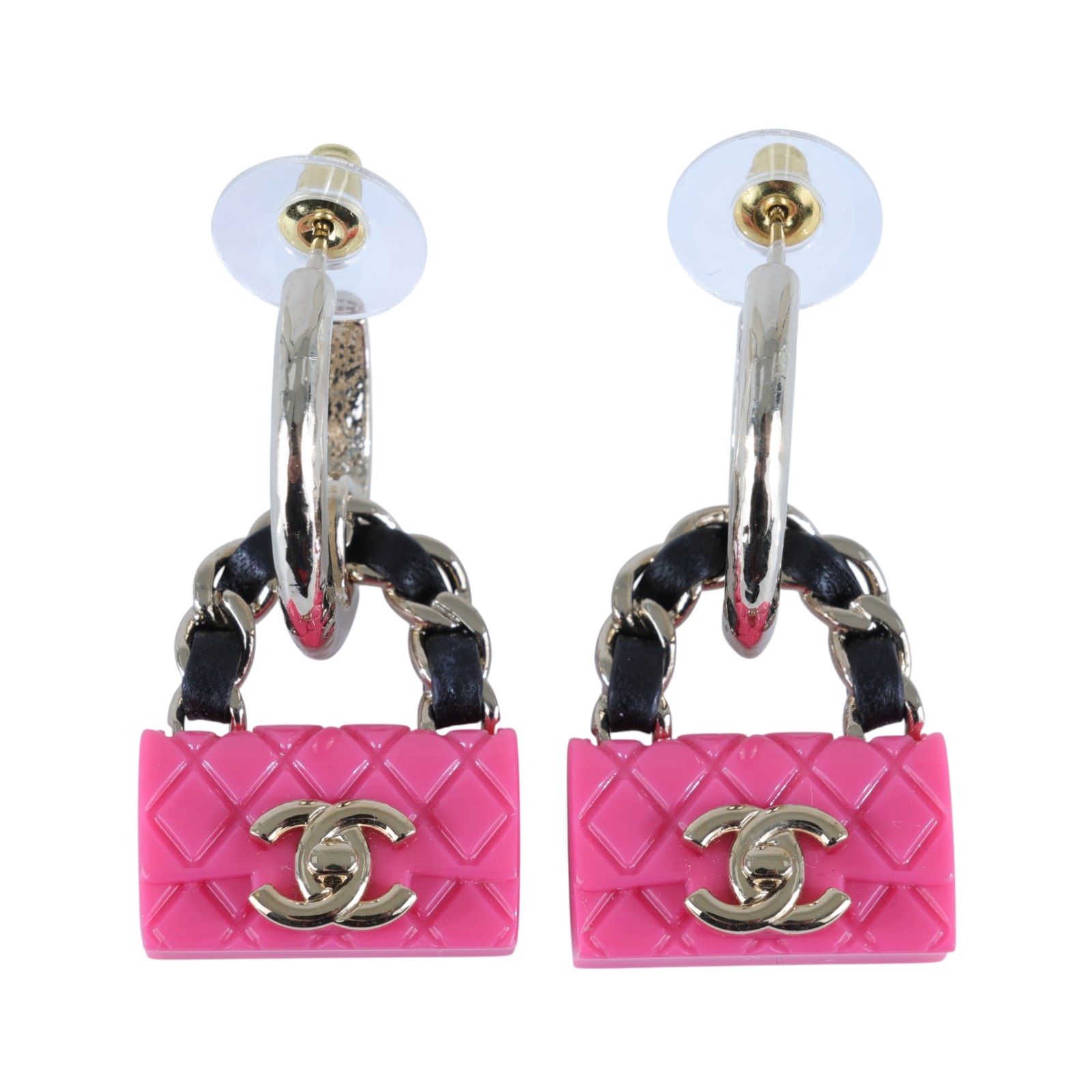 香奈兒 CHANEL CC LOGO 耳環 耳釘 B23 C 粉色包包耳環 無附屬品