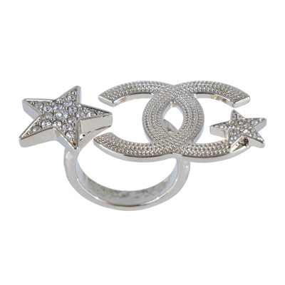 香奈兒 CHANEL CC LOGO 戒指 B23 B 淡金大雙C星星戒指 無附屬品