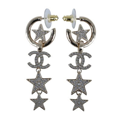 香奈兒 CHANEL CC LOGO 耳環 耳釘 B23 B 淡金垂墜星星耳環 無附屬品