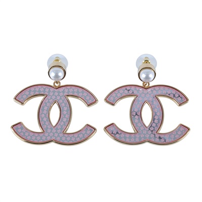 香奈兒 CHANEL CC LOGO 耳環 耳釘 A24 S 粉色小幸運草大雙C珍珠耳環 無附屬品