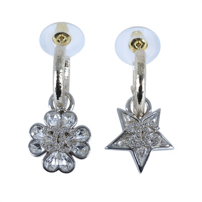 香奈兒 CHANEL CC LOGO 耳環 耳釘 C23 S 淡金水鑽星星花耳環 無附屬品