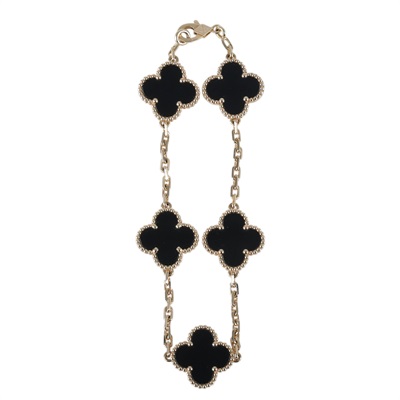 梵克雅寶 Van Cleef & Arpels Vintage Alhambra手鍊 5枚四葉幸運圖騰 VCARA41300  原廠盒子/防塵袋/保書/購買證明